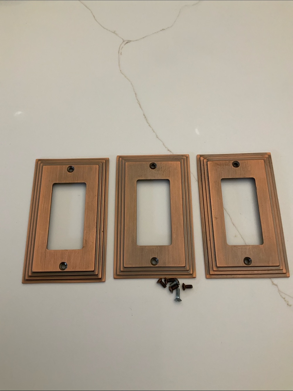 Antique Copper Single-Gang Toggle Wall Plate Cover - Set of 3